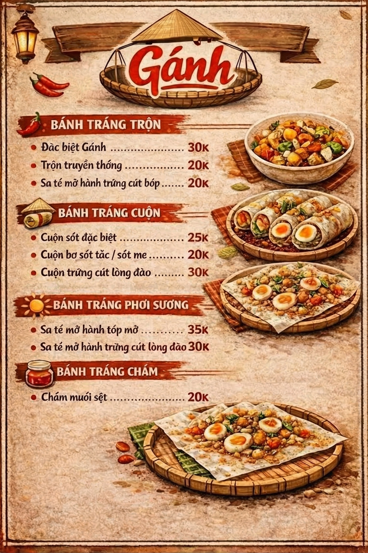 Menu Bánh Tráng